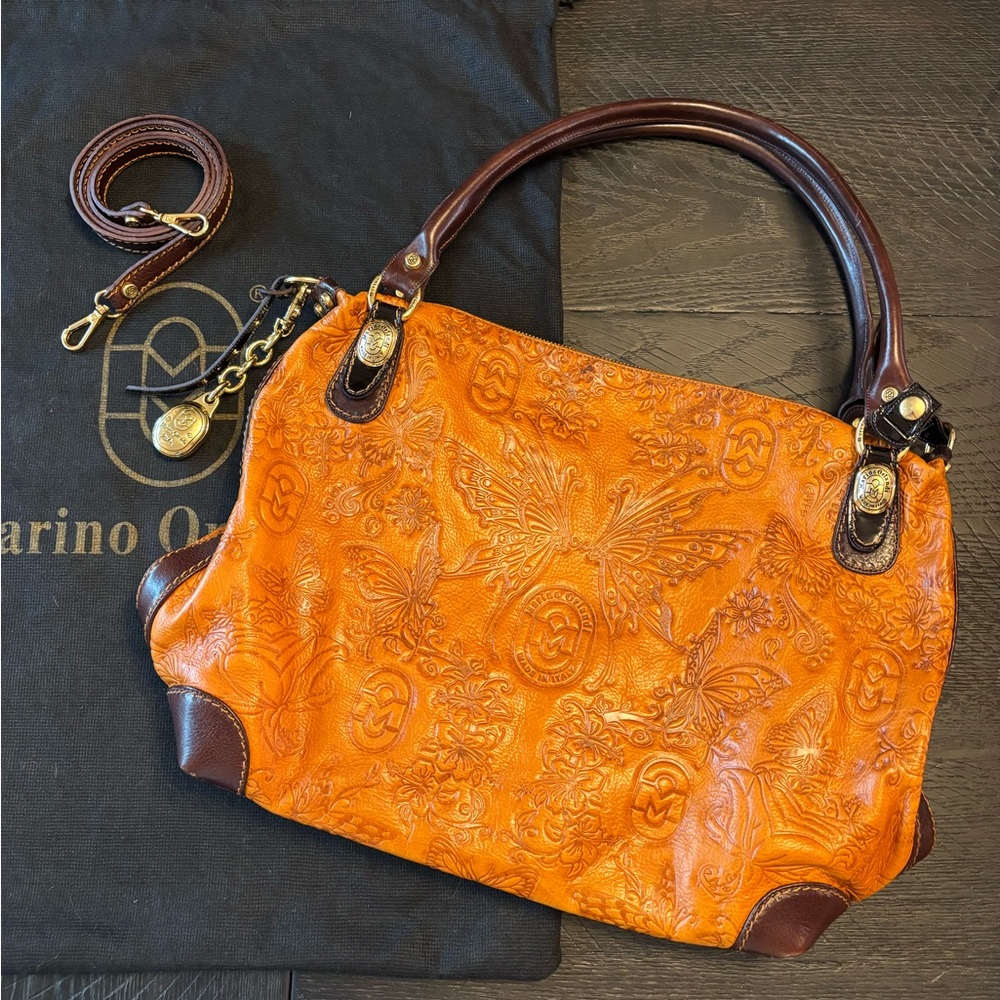 Marino Orlandi Butterfly Embossed Leather Bag